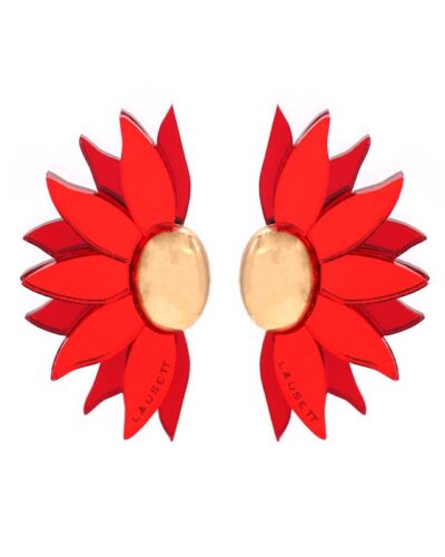 Pendiente-Girasol-Rojo