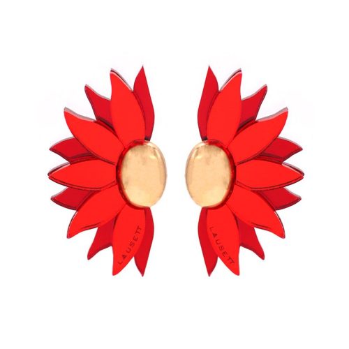 Pendiente-Girasol-Rojo