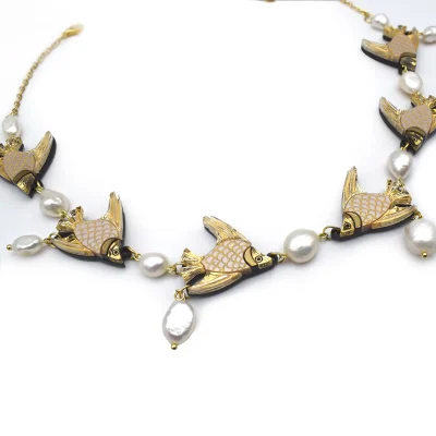 COLLAR PEZ ANGEL PERLAS DORADOW PERFIL