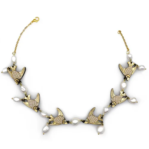 COLLAR PEZ ANGEL PERLAS DORADOW frente